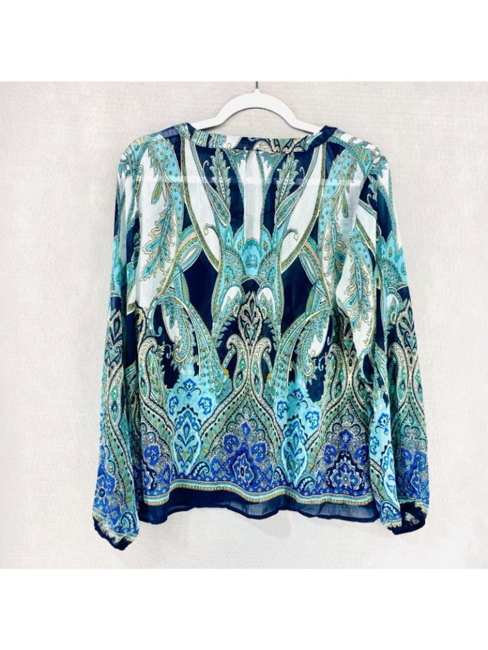 Rose Olive Cottagecore Top Womens L Blue Floral Blouse Lightweight Feminine - Picture 6 of 11